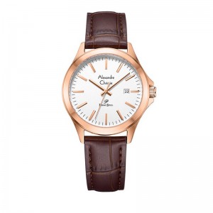 Alexandre Christie AC 1026 Rosegold White Leather Lady LDLRGSL